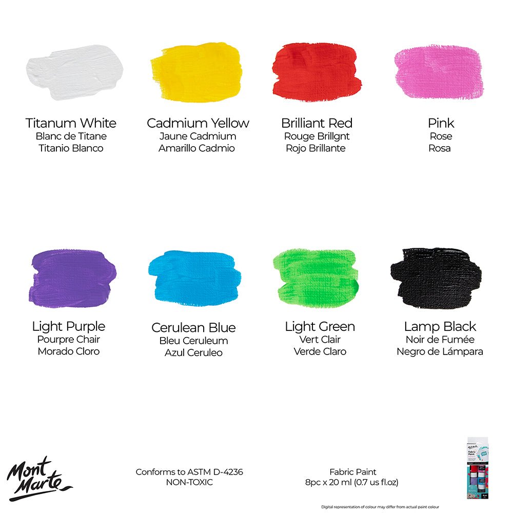 Mont Marte Fabric Paint Set Signature 8pc x 20ml (0.7 US fl.oz) by AL-Saeed Collection 4